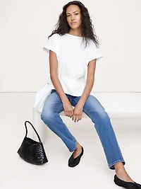 Cotton Poplin Boatneck Asymmetrical Top