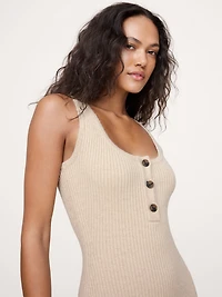 Merino-Cotton Henley Sweater Maxi Dress