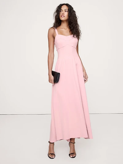 STRETCH-SATEEN SWEETHEART MAXI DRESS