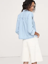 Chambray Zip Popover Top