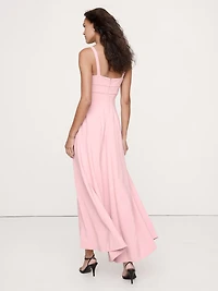 STRETCH-SATEEN SWEETHEART MAXI DRESS
