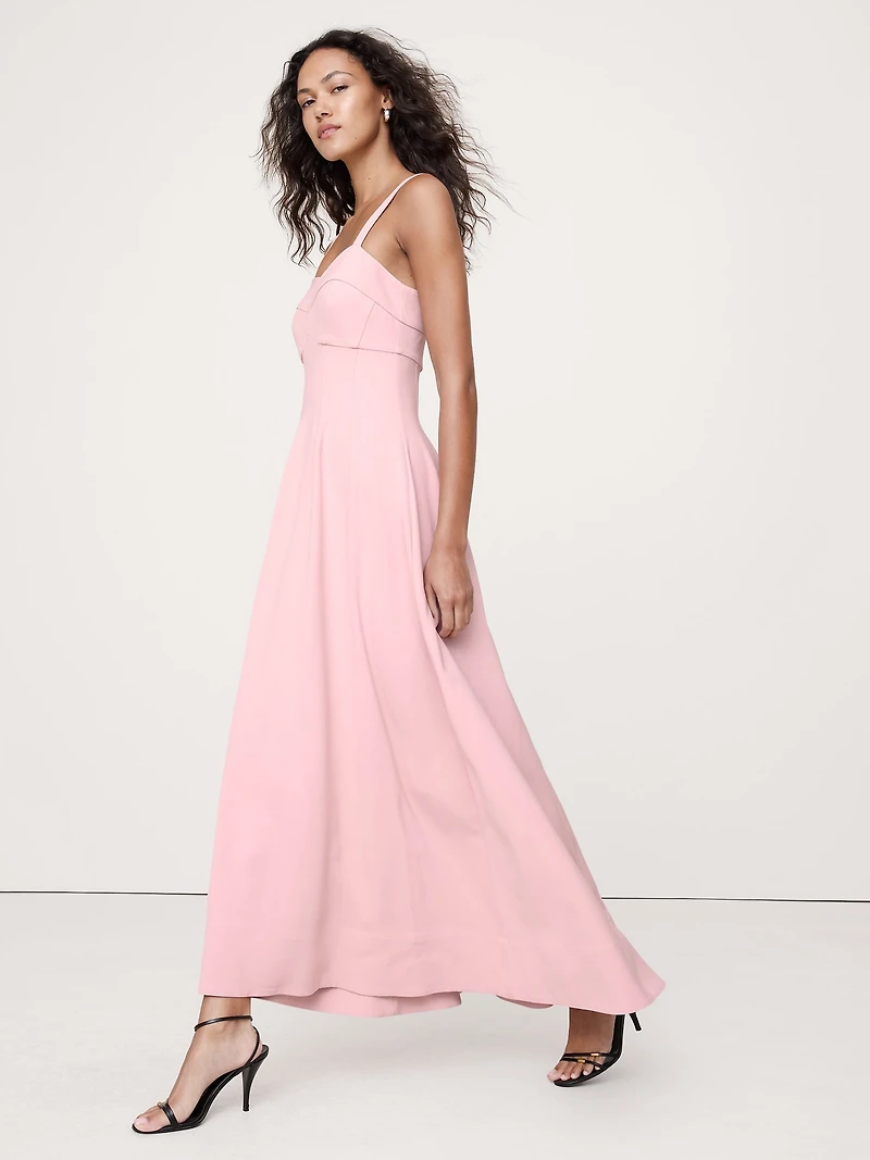 STRETCH-SATEEN SWEETHEART MAXI DRESS