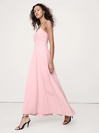STRETCH-SATEEN SWEETHEART MAXI DRESS