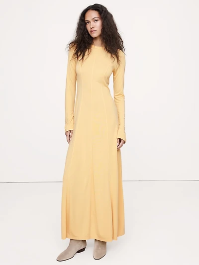 Paneled Knit Maxi Dress