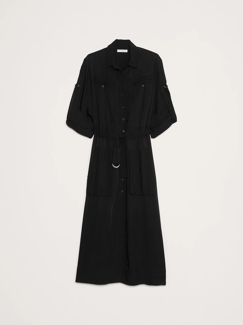 DRAPEY UTILITY SHIRT DRESS