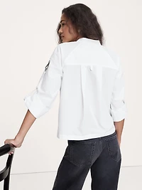 Cotton Poplin Zip Popover Top