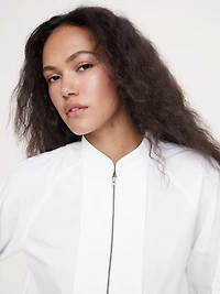 Cotton Poplin Zip Popover Top
