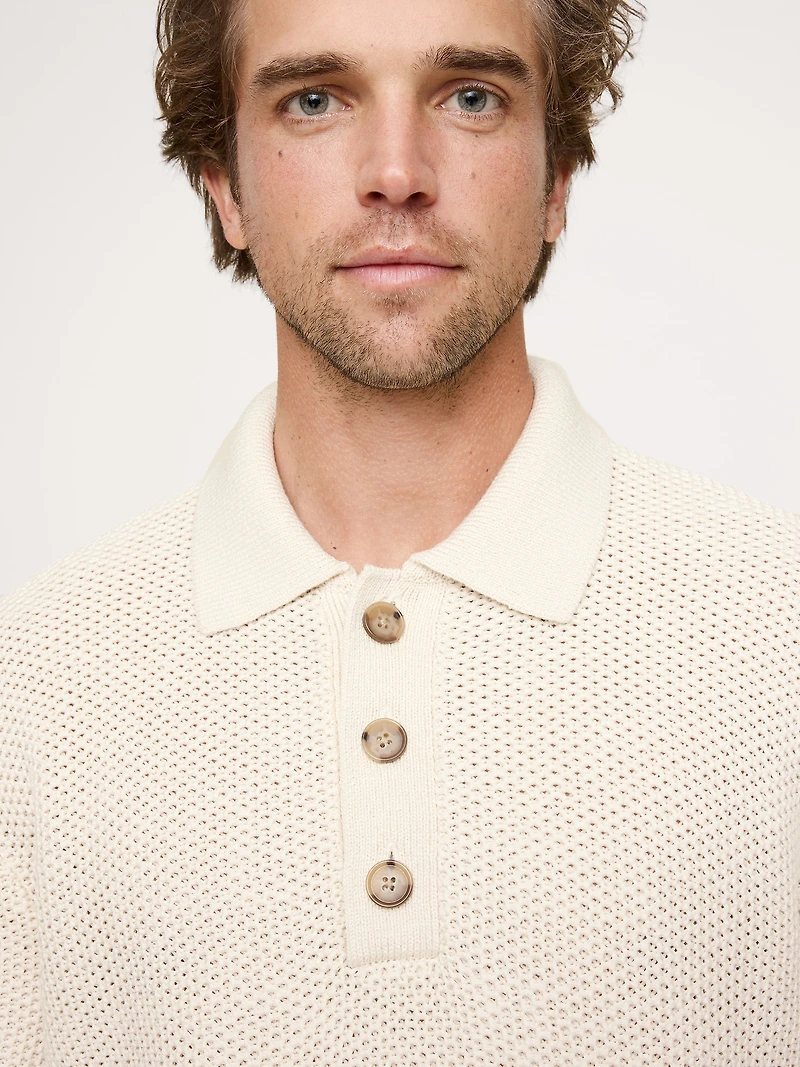 Cotton Honeycomb Sweater Polo