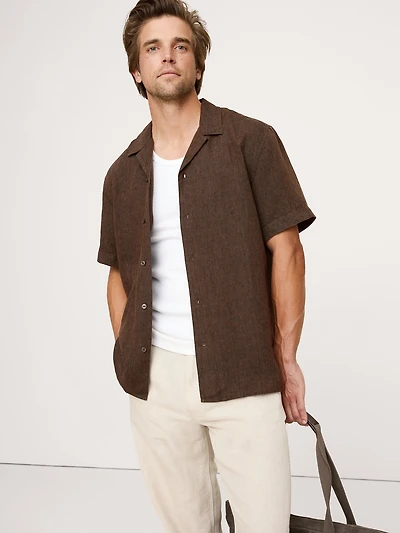 Standard-Fit Linen Resort Shirt