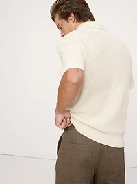 Cotton Honeycomb Sweater Polo