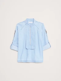 Chambray Zip Popover Top