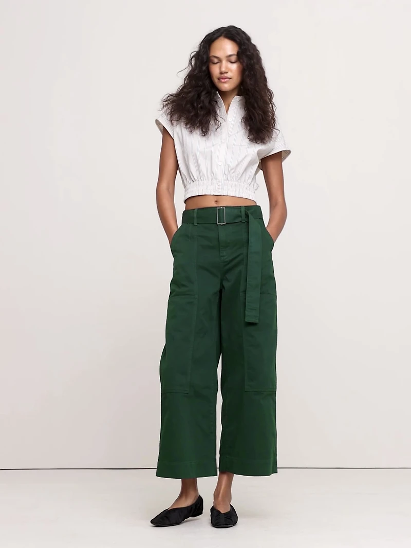 High-Rise Wide-Leg Utility Crop Pant