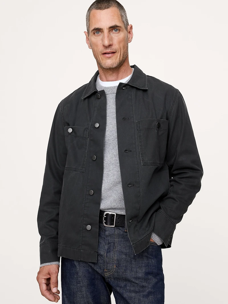 Coated Cotton Twill Overshirt