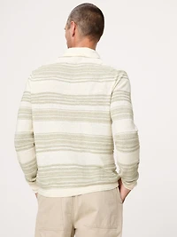 STRIPE COTTON-LINEN SWEATER POLO
