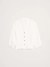 Cotton Poplin Cinched-Waist Shirt