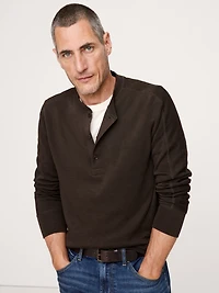 Slub Double-Knit Henley T-Shirt