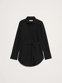 Cotton Poplin Belted Tunic Shirt
