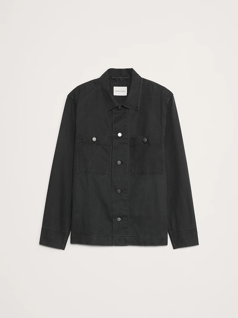 Coated Cotton Twill Overshirt