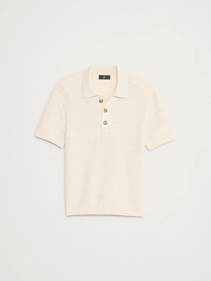 Cotton Honeycomb Sweater Polo