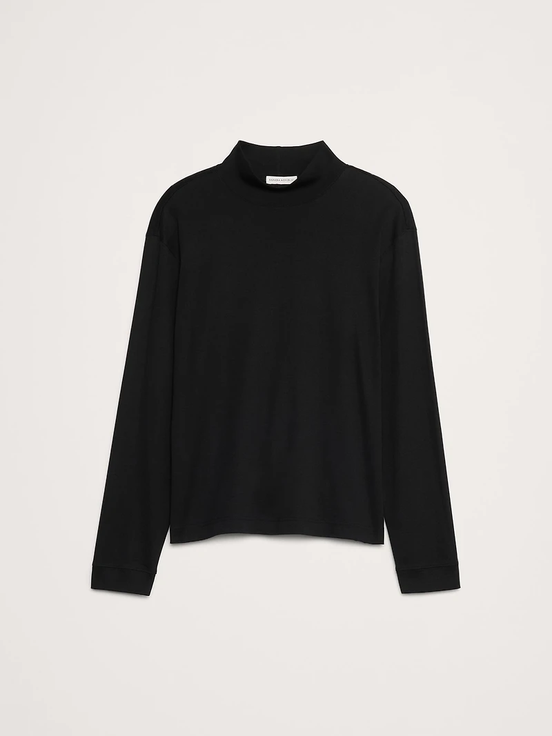 Cotton Ribbed Turtleneck T-Shirt