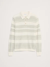 Stripe Cotton-Linen Sweater Polo