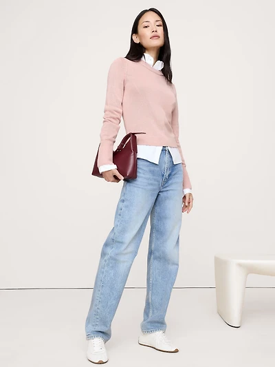 Cotton-Silk Crew-Neck Sweater