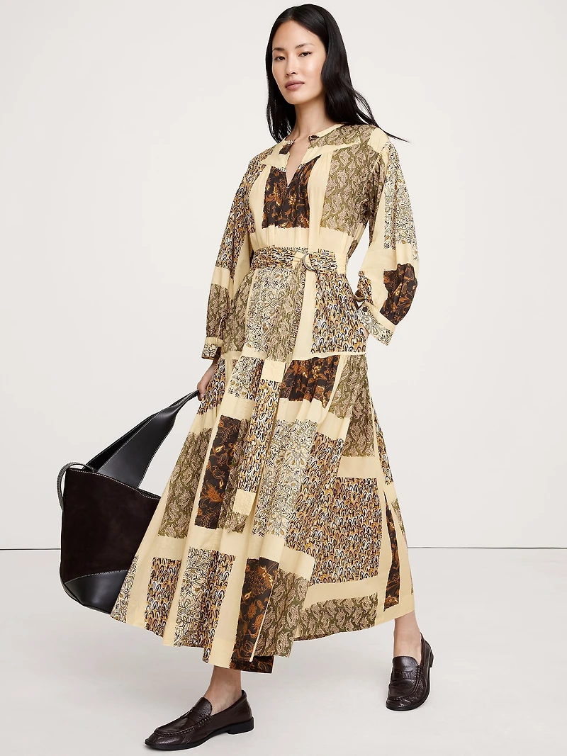 Cotton Drop-Waist Maxi Shirt Dress