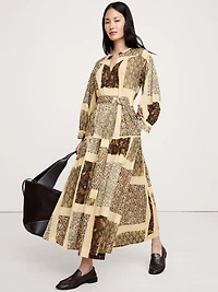 Cotton Drop-Waist Maxi Shirt Dress