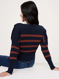 Cotton Button-Shoulder Sweater