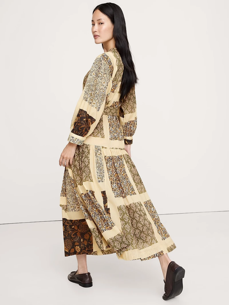 Cotton Drop-Waist Maxi Shirt Dress