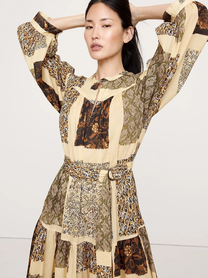 Cotton Drop-Waist Maxi Shirt Dress