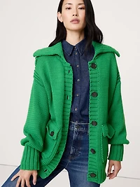 Oversized Cotton-Blend Utility Cardigan