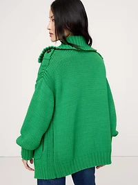 Oversized Cotton-Blend Utility Cardigan