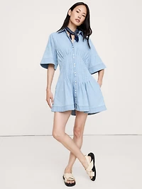 DENIM PINTUCK SHIRT DRESS