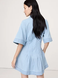 DENIM PINTUCK SHIRT DRESS