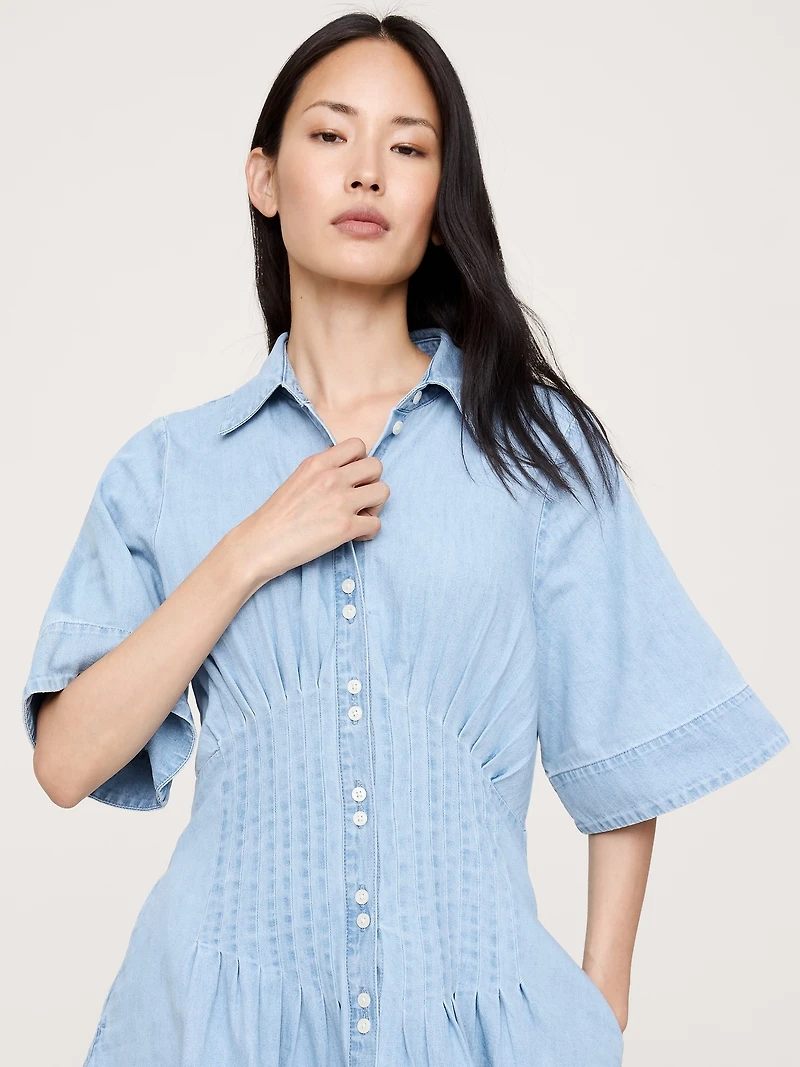 Pintuck Shirt Dress