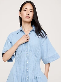 DENIM PINTUCK SHIRT DRESS
