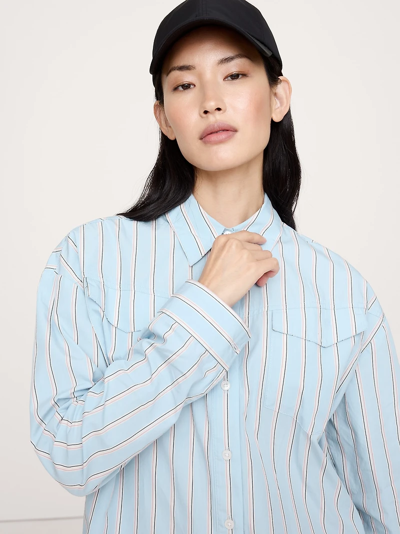 Oversized Cotton Poplin Western Shirt