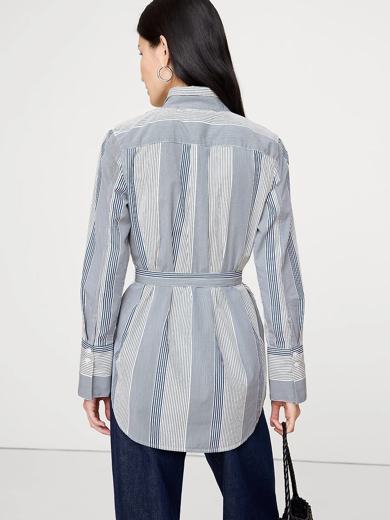 Cotton Poplin Belted Tunic Shirt