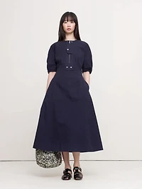 STRETCH-COTTON TWILL UTILITY MIDI DRESS