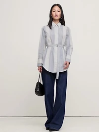 Cotton Poplin Belted Tunic Shirt