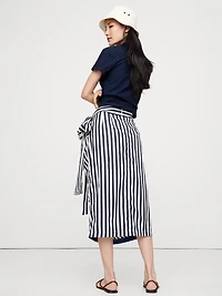 COTTON POPLIN SHIRT-SLEEVE MIDI SKIRT