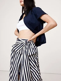COTTON POPLIN SHIRT-SLEEVE MIDI SKIRT
