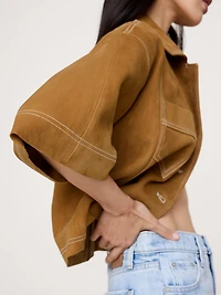 OVERSIZED SHORT SUEDE JACKET