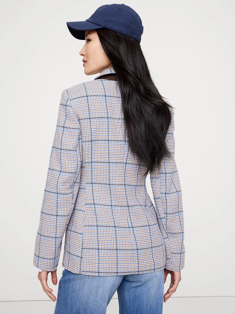 Italian Plaid Zip Blazer
