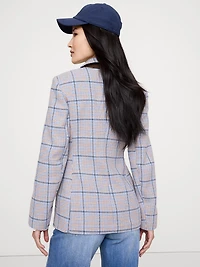 Italian Plaid Zip Blazer