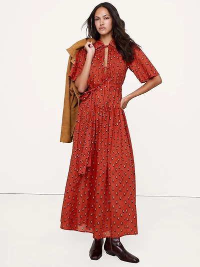 Cotton Tie-Front Shirt Dress