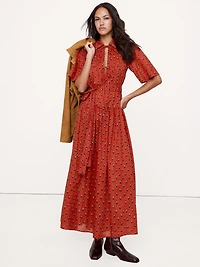 Cotton Tie-Front Shirt Dress