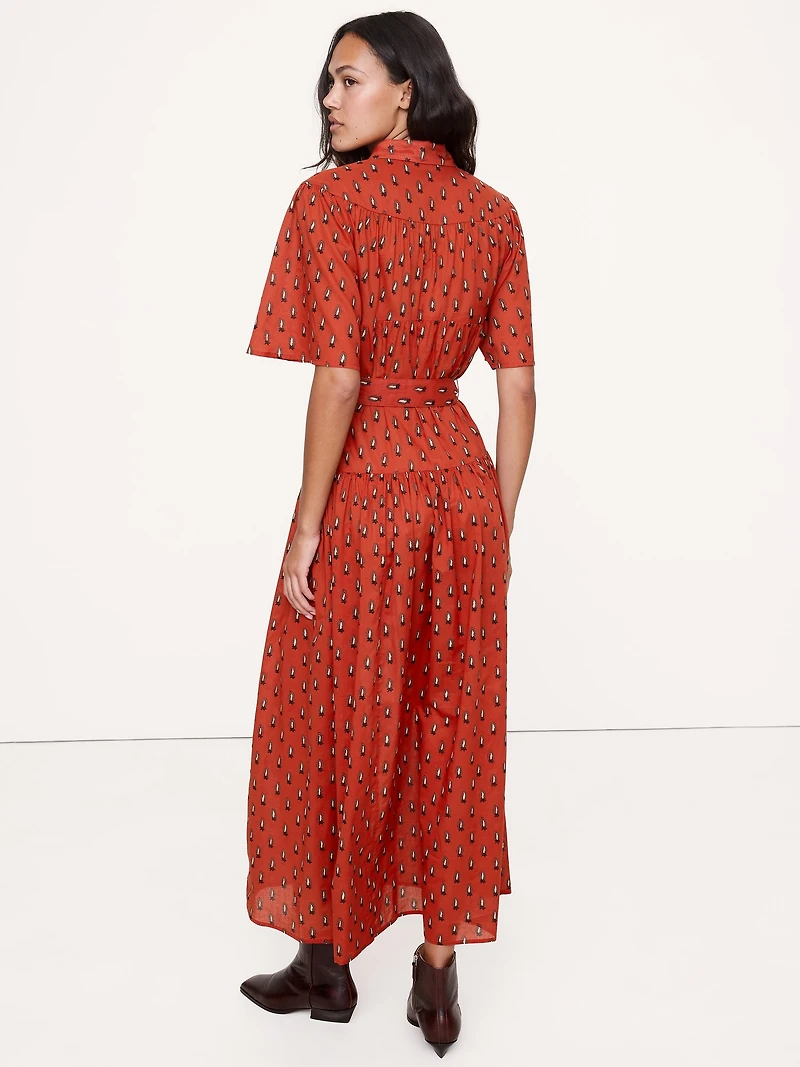 Cotton Tie-Front Shirt Dress
