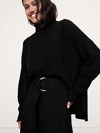 Pebbled Crepe Handkerchief-Hem Long Midi Skirt